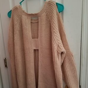 Plus size blush split back sweater